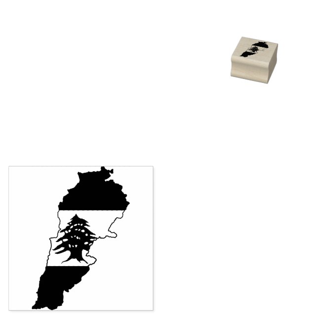 Lebanon Map with Flag Rubber Stamp (Stamped)