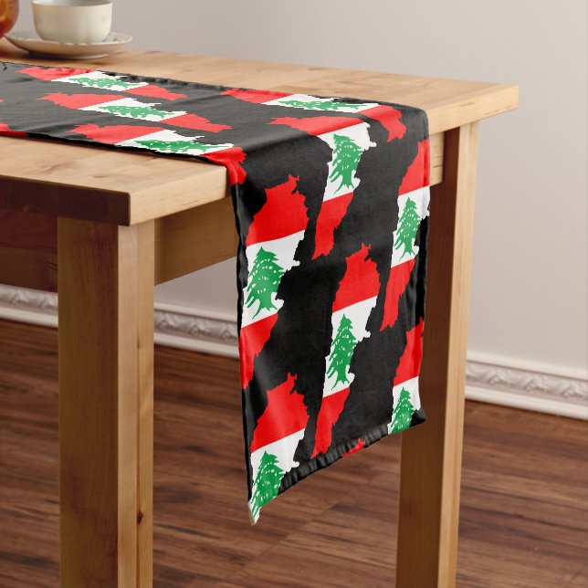 Lebanon Map with Flag Short Table Runner (In Situ)