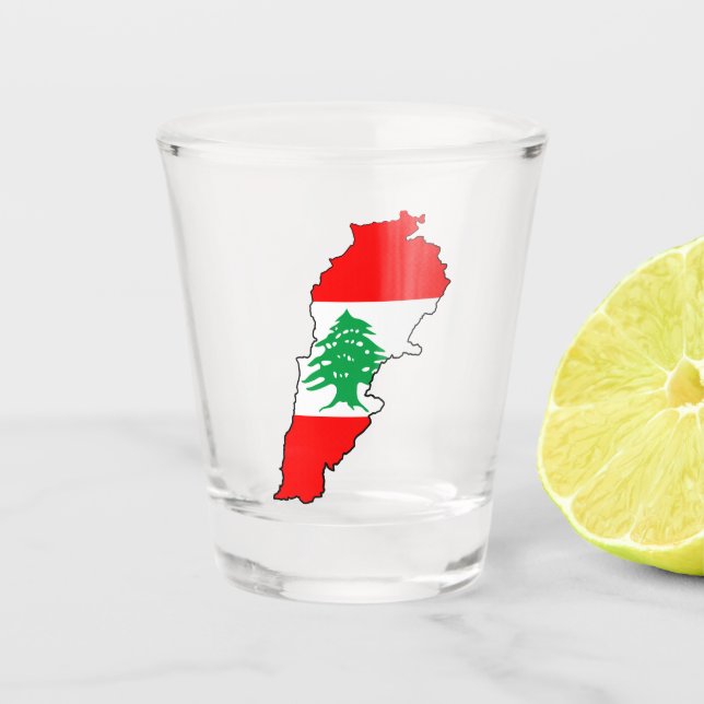 Lebanon Map with Flag Shot Glass (Front)