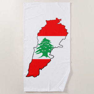 Lebanon Map with Flag Stone Magnet Beach Towel