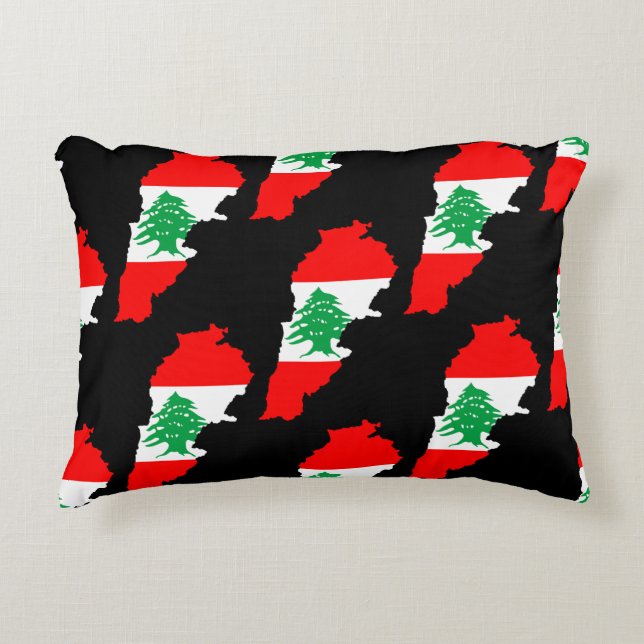 Lebanon Map with Flag Stone Magnet Decorative Cushion (Front)