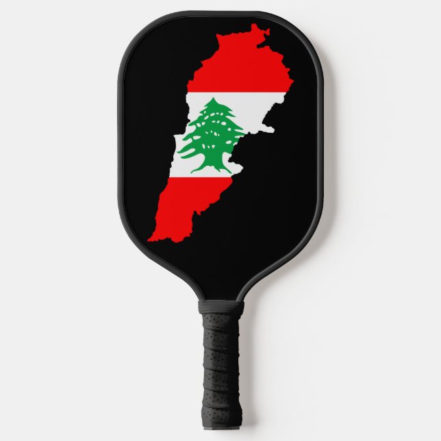 Lebanon Map with Flag Stone Magnet Pickleball Paddle (Front)