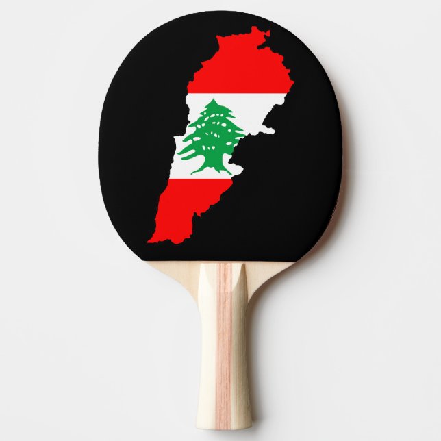Lebanon Map with Flag Stone Magnet Ping Pong Paddle (Front)