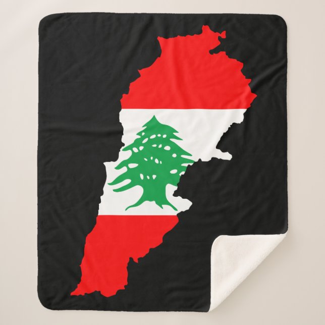 Lebanon Map with Flag Stone Magnet Sherpa Blanket (Front)