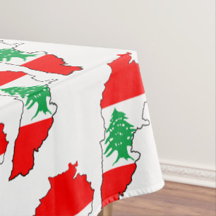 Lebanon Map with Flag Tablecloth