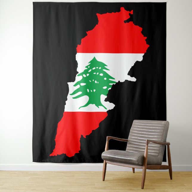 Lebanon Map with Flag Tapestry (In Situ)