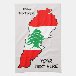 Lebanon Map with Flag Tea Towel