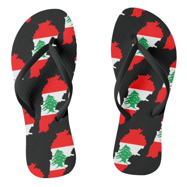 Lebanon Map with Flag Thongs (Footbed)