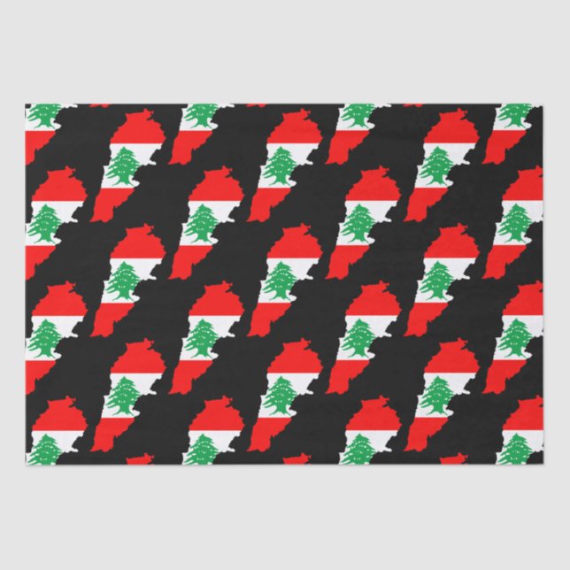 Lebanon Map with Flag Tissue Paper (Front)