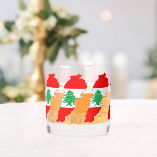 Lebanon Map with Flag Whiskey Glass