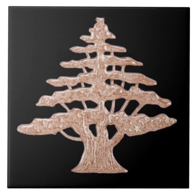 Lebanon Maronite Golden Cedar Tree Wall Tile (Front)