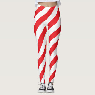 Lebanon National Flag Colours Diagonal Striped Leggings