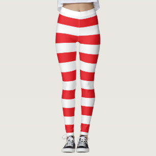 Lebanon National Flag Colours Horizontal Striped Leggings