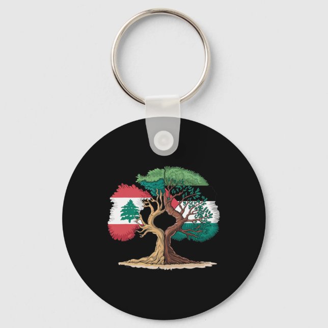 Lebanon Palestine Flag Lebanese Palestinian United Key Ring (Front)