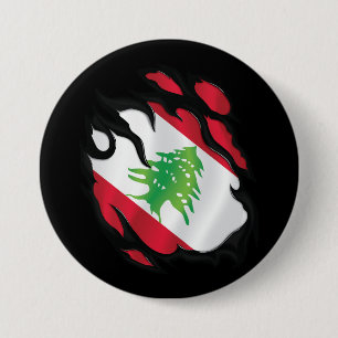 Lebanon Ripped Flag 7.5 Cm Round Badge