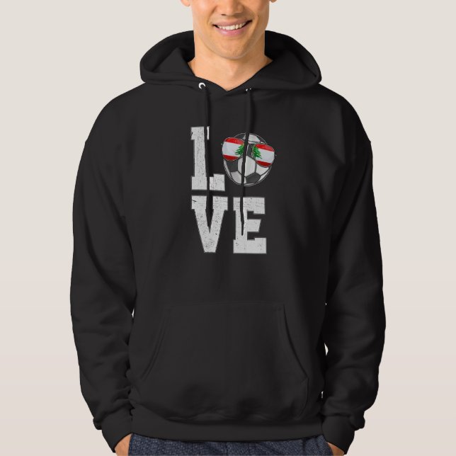Lebanon Soccer Love Lebanese Fan Flag Hoodie (Front)