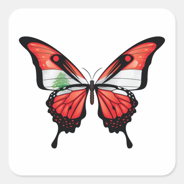 Lebanon Swallowtail Butterfly Flag Square Sticker (Front)