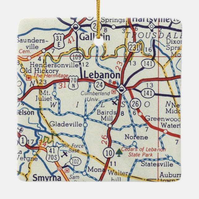 Lebanon TN Ceramic Ornament (Back)