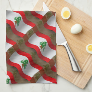 Lebanon Waving Flag Tea Towel