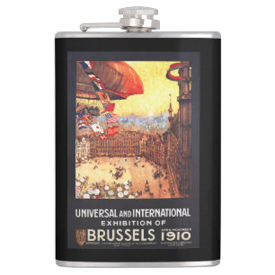 Lebaudy Airship with World Flags at Expo Hip Flask