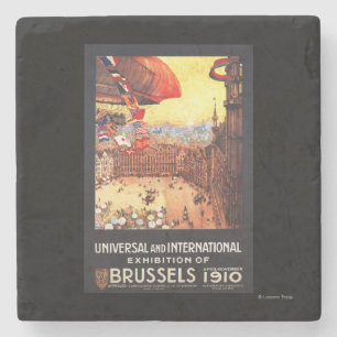 Lebaudy Airship with World Flags at Expo Stone Coaster