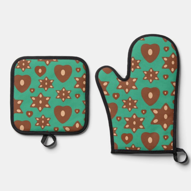 Lebkuchen mit Mandeln Oven Mitt & Pot Holder Set (Front)