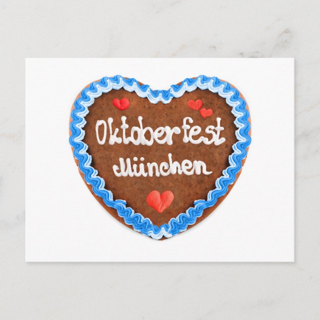 Lebkuchenherz Oktoberfest München mit Herzen Postcard (Front)
