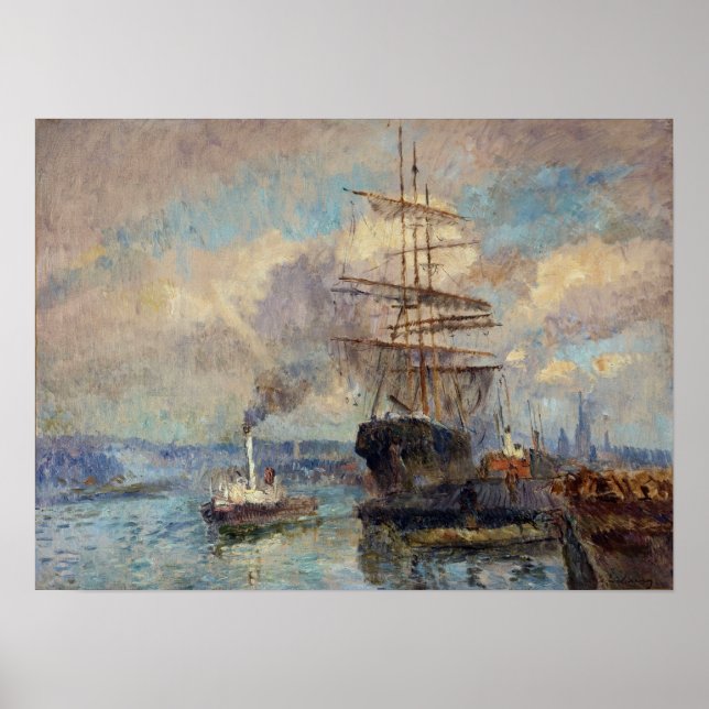 Lebourg - In The Port Of Rouen Poster (Front)