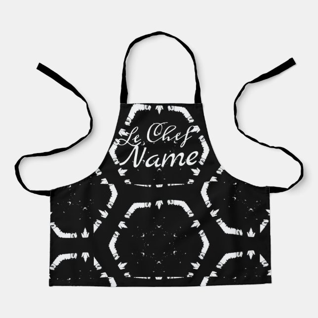 LeChef NAME B&W Outer Space Kids Apron (Front)