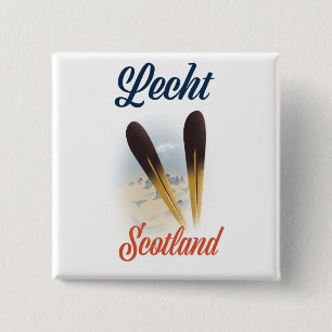 Lecht Scotland Ski poster travel art 15 Cm Square Badge