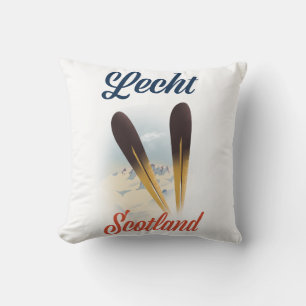 Lecht Scotland Ski poster travel art Cushion