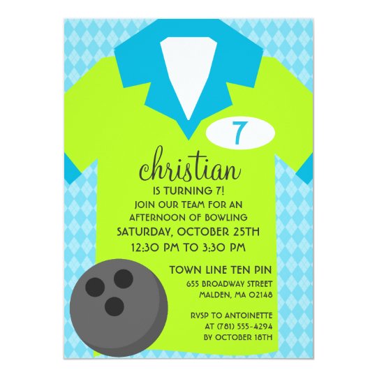'Lectric Lime Join the Team Bowling Birthday Party Card