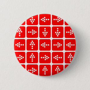 LED Arrow Square Red 6 Cm Round Badge