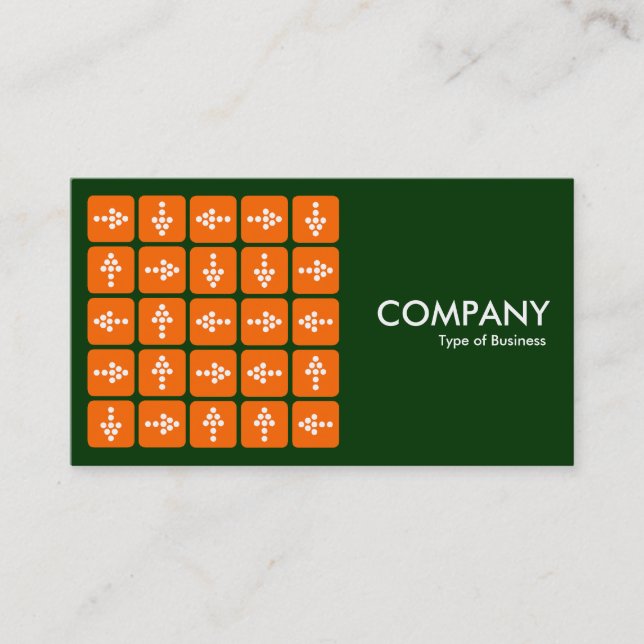 LED Arrows Square Orange - Dark Green Business Card (Front)
