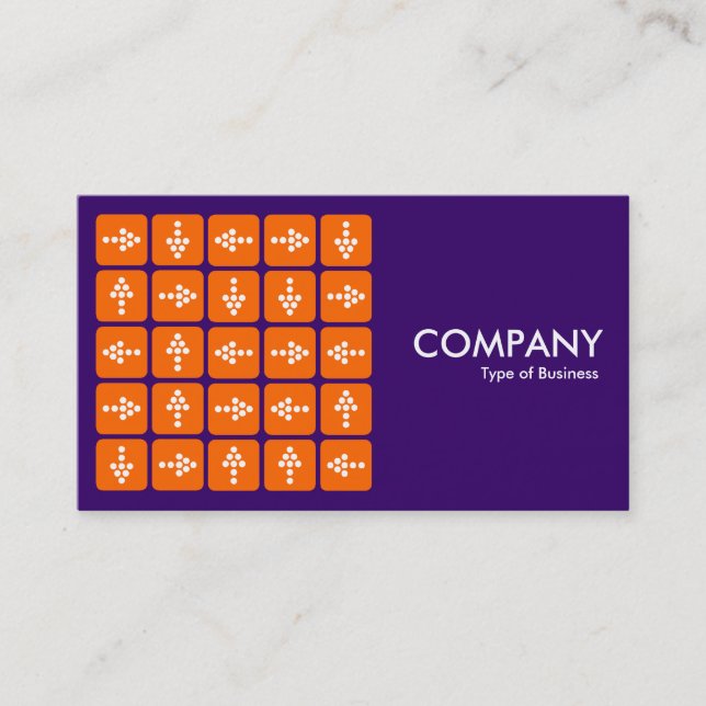 LED Arrows Square Orange - Dark Purple Business Card (Front)