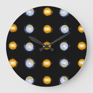 LED lights, closeup abstract background. Large Clock