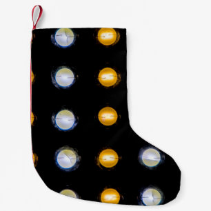 LED lights, closeup abstract background. Small Christmas Stocking