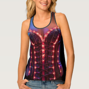 LED rave faux corset Singlet