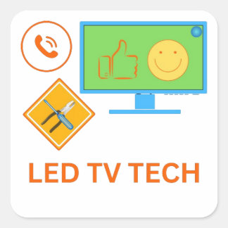 LED TV Tech Fitting Service Square Sticker