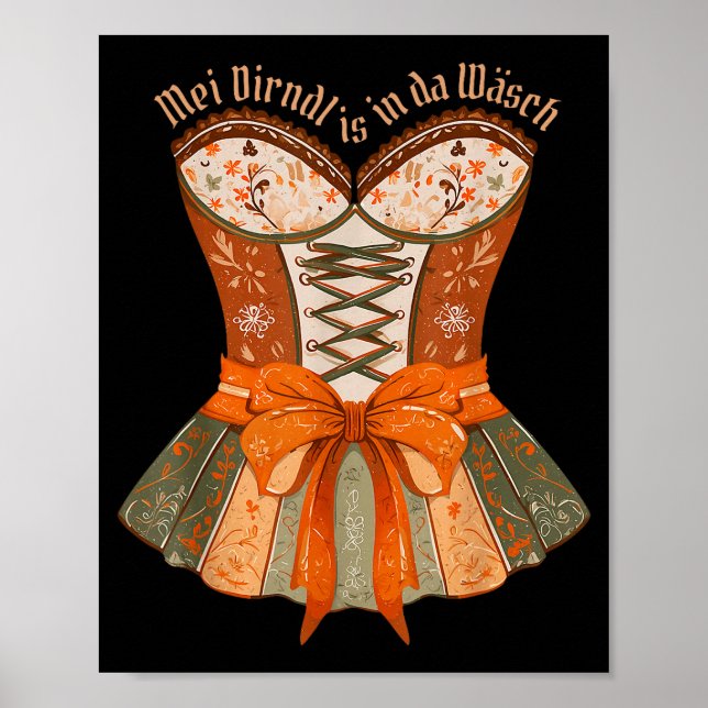 Lederhosen Costume Cute German Bavarian Women  Poster (Front)