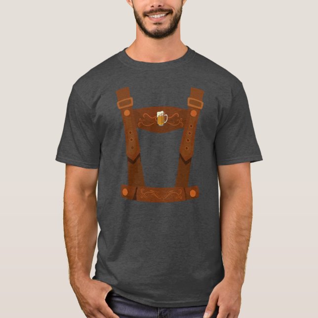 Lederhosen Costume Oktoberfest Men German Beer T-Shirt (Front)