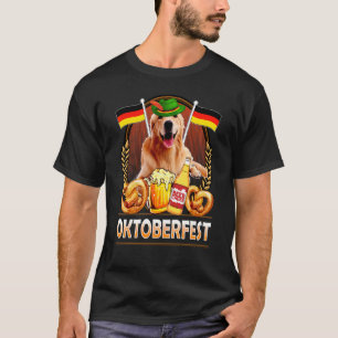 Lederhosen Golden Retriever Dog Germany Flag Beer  T-Shirt