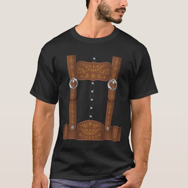 Lederhosen Oktoberfest Costume German Culture Hall T-Shirt (Front)
