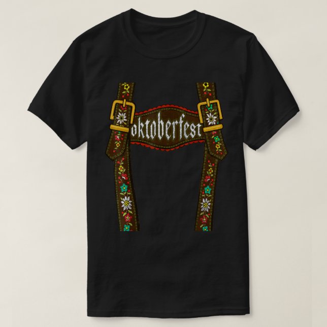 Lederhosen Suspenders Tee Oktoberfest Bavarian Mun (Design Front)