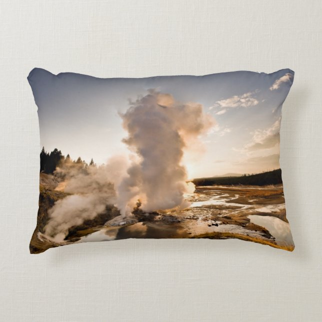 Ledge Geyser, Norris Geyser Basin Decorative Cushion (Front)