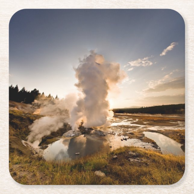 Ledge Geyser, Norris Geyser Basin Square Paper Coaster (Front)