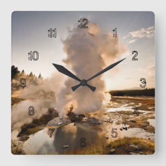 Ledge Geyser, Norris Geyser Basin Square Wall Clock