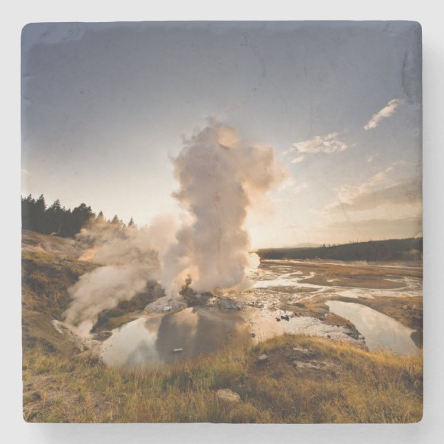 Ledge Geyser, Norris Geyser Basin Stone Coaster (Front)