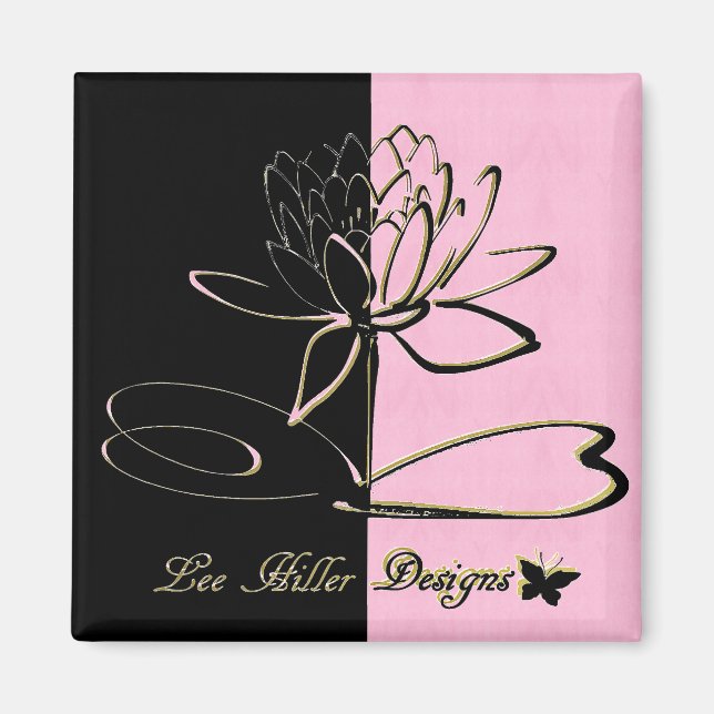 Lee Hiller Designs Accents Black Pink Gold Magnet (Front)