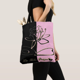 Lee Hiller Designs Accents Black Pink Gold Tote Bag